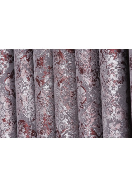 Bordo/antrasit Pano 1x3 Sık Pile Fon Perde