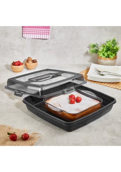 Kare Kek Börek Pasta Saklama Kabı Borcam Taşıma Kabı