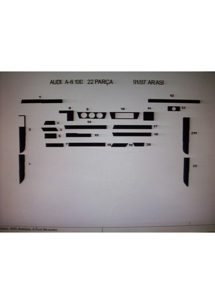 Audi A6 100 1997-2002 22 Parça Torpido Kaplama modelleri