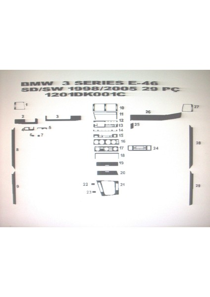 Bmw E46 1998-2004 29 Parça Torpido Kaplama modelleri