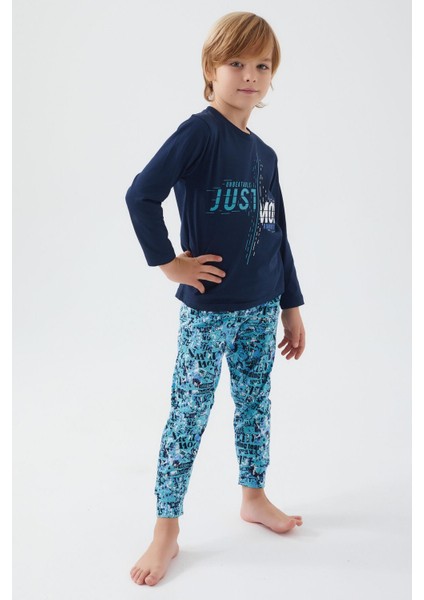 3049 Move Running Faster Erkek Çocuk Kısa Kol Pijama Takım modelleri