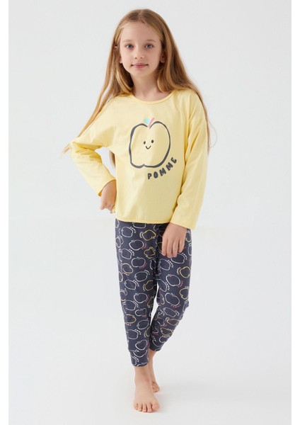 3063 Pomme Apple Kız Çocuk Uzun Kol Pijama Takım modelleri