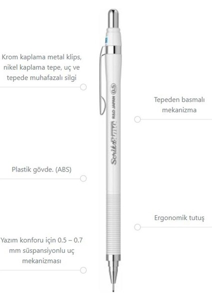 Scrikss Simo R&d Japan Uçlu Kalem Beyaz 0.5 1 Adet ve Mikro 0,5 Versatil Kalem Uçu Siyah 3 Paket