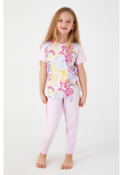 3057 Unicorn Magic Kız Çocuk Kısa Kol Pijama Takım fiyatları