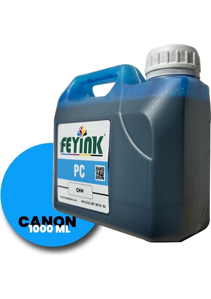 Feyink® Canon Pro Serisi Plotter Dye Kartuş Dolum Mürekkebi PFI-1300 PFI-1700 Pc (Photo Cyan) -1000ML-