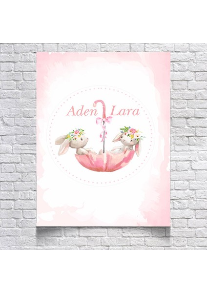 Pembe Tavşan Temalı Doğum Günü AFIŞI35 x 50 cm