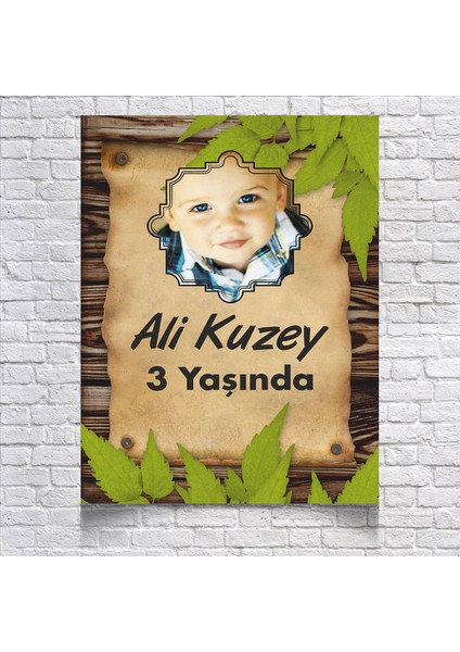 Eskitme Kağıt Temalı Doğum Günü Afişi RESIMLI35 x 50 cm