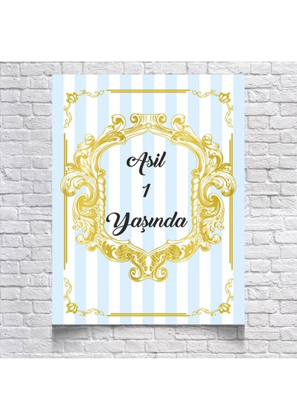 Mavi Çizgili Doğum Günü AFIŞI35 x 50 cm