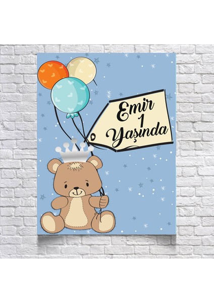 Balon ve Ayıcıklı Doğm Günü AFIŞI35 x 50 cm