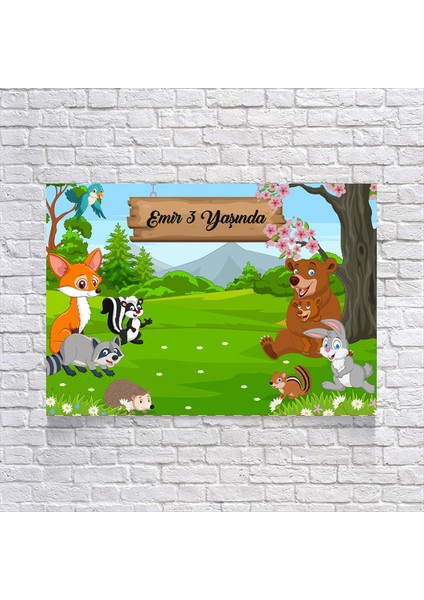 Orman ve Hayvanlar Temalı Doğum Günü AFIŞI35 x 50 cm