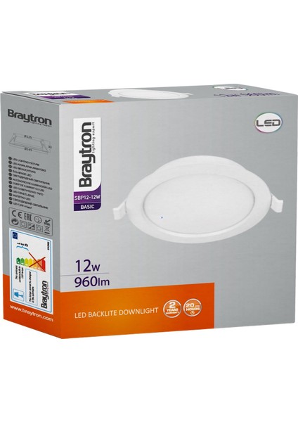 SBP12-01230-BRY-BP12-12W-6500K-BEYAZ Işık-5"-S.a-Ledlı Slım Downlıght