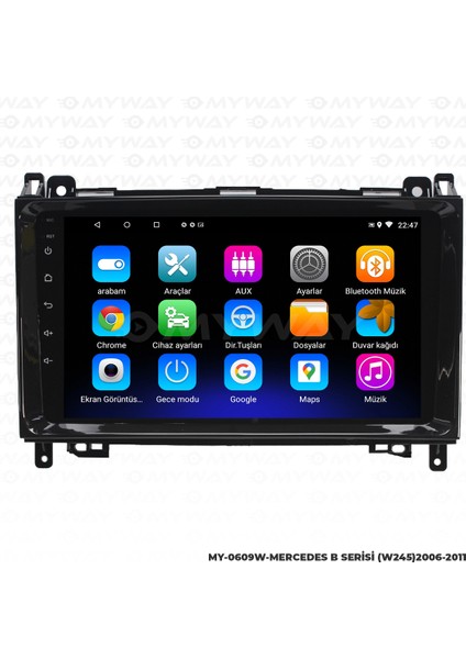 Mercedes B150-B180-B200 Android 12 Kablosuz Carplay Navigasyon Multimedya Ekran Teyp - Myway MY-0609W