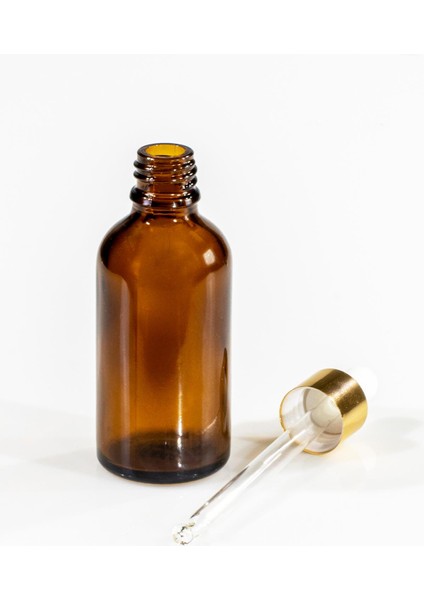 Amber Cam Şişe, Cam Damlalıklı Şişe 50 ml Boş - Yedek Şişe