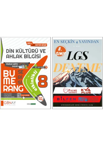 Günay Yayınları Bumerang Serisi 8. Sınıf Din Kültürü - LGS  4'lü Deneme Seti Palme - Kva - Bilfen - Pruva