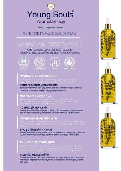 Aromatherapy Lavender Multi Use Oil Lavanta Yüz Saç Tırnak & Vücut Bakım Kuru Yağ 100 ml