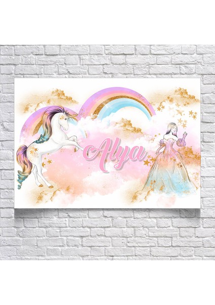 Prenses ve Unicorn Temalı Doğum Günü AFIŞI35 x 50 cm