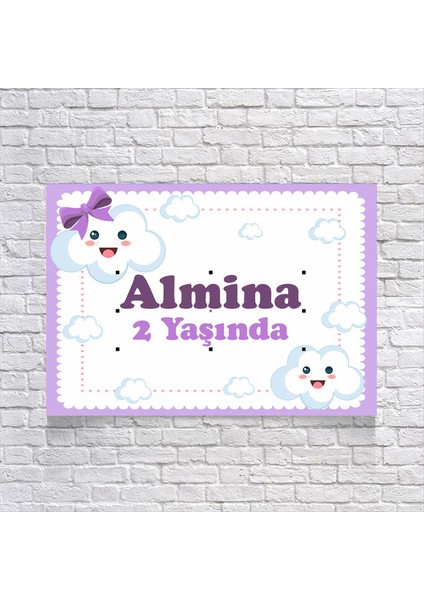 Bulutlar Temalı Doğum Günü AFIŞI35 x 50 cm