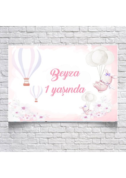 Pembe Balon Temalı Doğum Günü AFIŞI35 x 50 cm