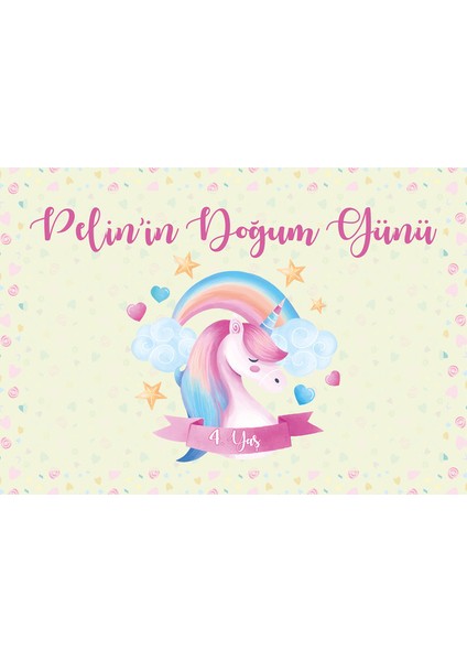 Unicorn Temalı Doğum Günü AFIŞI35 x 50 cm