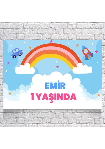 Gökkuşağı Temalı Doğum Günü AFIŞI35 x 50 cm