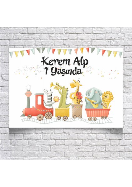 Safari Treni Temalı Doğum Günü AFIŞI35 x 50 cm