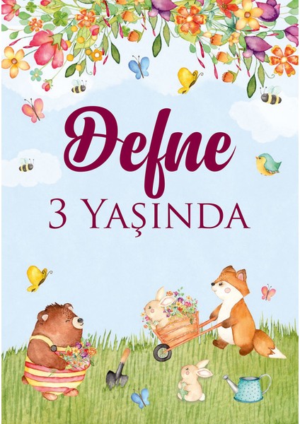 Sevimli Ayıcık Temalı Doğum Günü AFIŞI35 x 50 cm