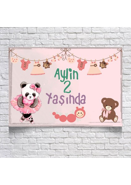 Balerin Panda Temalı Doğum Günü AFIŞI35 x 50 cm