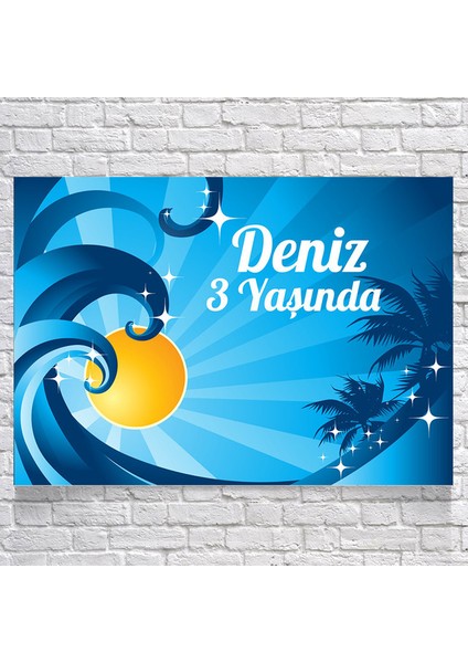 Deniz ve Dalga Temalı Doğum Günü AFIŞI35 x 50 cm