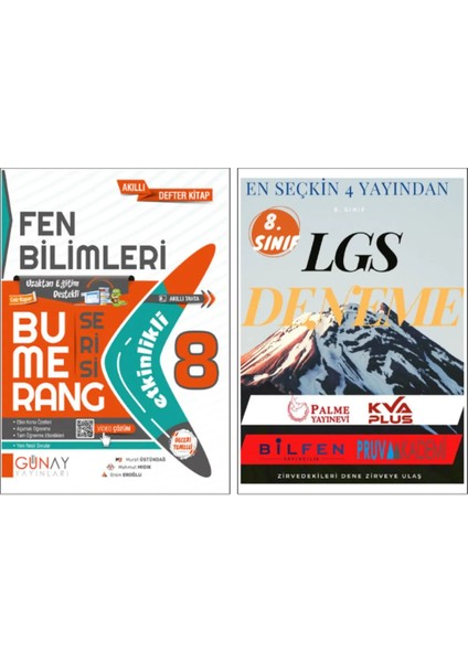 Bumerang 8. Sınıf Etkinlikli Fen Bilimleri - LGS 4'lü Deneme Seti Palme - Kva - Bilfen - Pruva