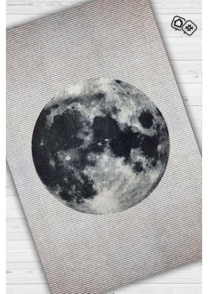 Dolunay Gri Renkli Halı Dokulu Salon Halısı Minimal Genç Odası Halısı Gökyüzü Temalı Halı fiyatları