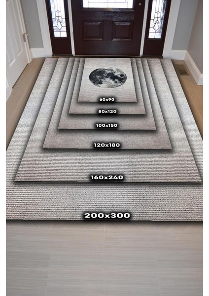 Dolunay Gri Renkli Halı Dokulu Salon Halısı Minimal Genç Odası Halısı Gökyüzü Temalı Halı indirimleri