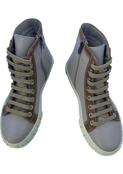 Hakiki Krem Deri Poli Taban Kadın Yarım Bot fiyatları