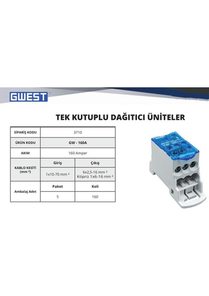 GW-160 Amper Dağıtıcı Ünite