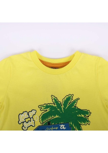 Erkek Çocuk Sarı Lacivert Summer Time Yazılı Tabela Baskılı Şortlu 2'li Takım fiyatları