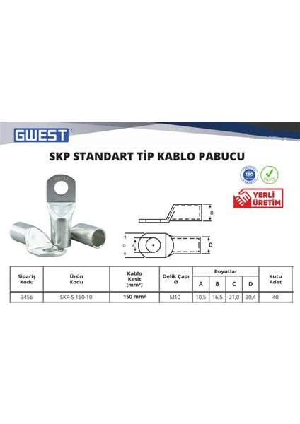 Skp-S 150-10 Standart Tip Kablo Papucu fiyatları
