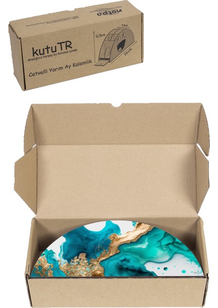 Ahşap Vip Desen Serisi Gökkuşağı Cetvelli Masaüstü Kalemlik Organizer Montajlı Kutulu modelleri