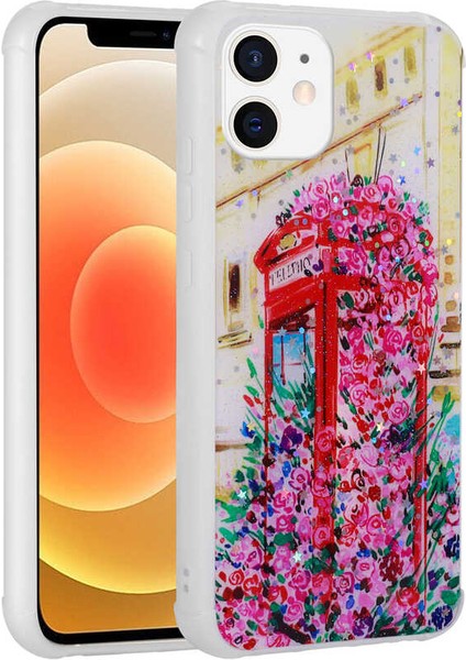 Apple iPhone 12 Kılıf Simli Desenli Kamera Korumalı Parlak Popy Kapak