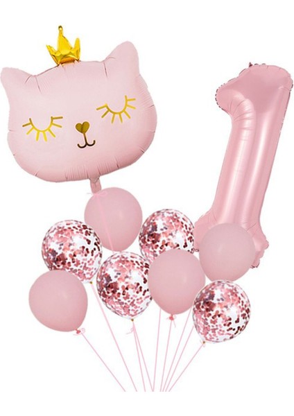 Mini Party Store Pembe Kedi Balon Set