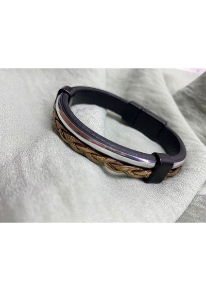 Erkek Deri Bileklik Kahverengi Rengi Manyetik Toka modelleri