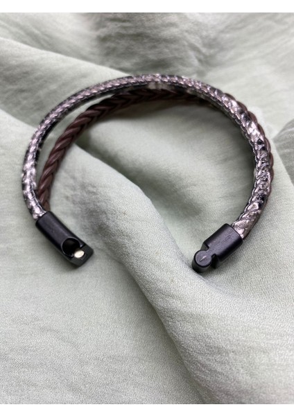 Erkek Deri Bileklik Kahverengi Renk Manyetik Toka fiyatları