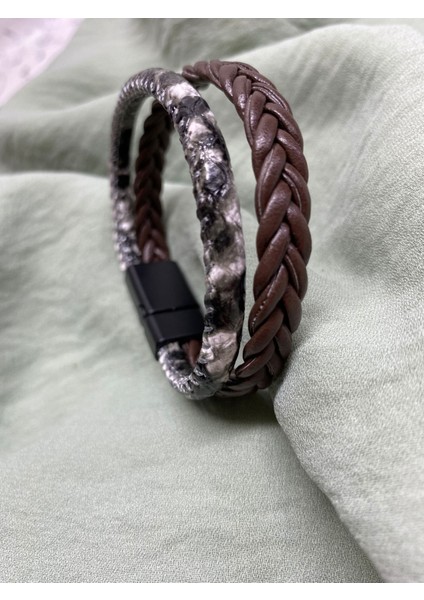 Erkek Deri Bileklik Kahverengi Renk Manyetik Toka fırsatları