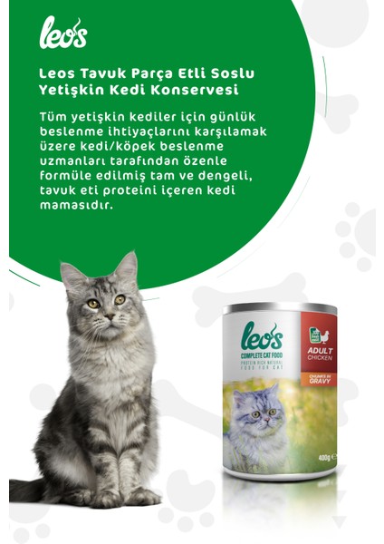 Leos Tavuk Parça Etli Soslu Kedi Konservesi 12x400 Gr fiyatları