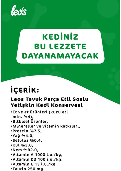 Leos Tavuk Parça Etli Soslu Kedi Konservesi 12x400 Gr fırsatları