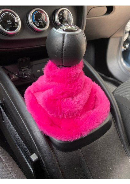 Yumuşak Peluş Vites Körüğü Vites Süsü Fuşya Pembe