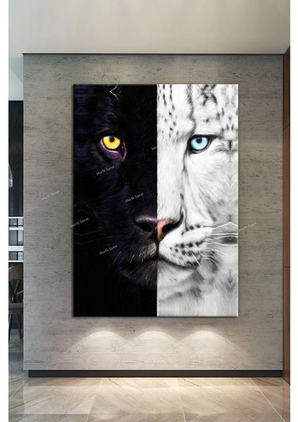 Kaplan Siyah Beyaz Kaplan Dekoratif Kanvas Tablo (8 Farklı Ölçü)