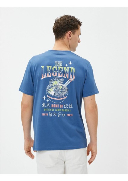 Koton 3SAM10857HK 601 Mavi Erkek Jersey Kısa Kollu Bisiklet Yaka T-Shirt fırsatları