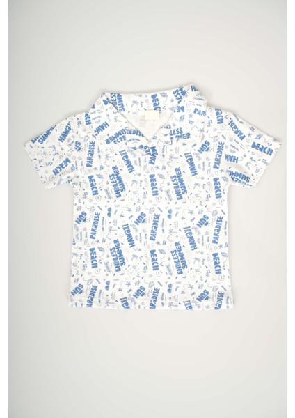 Erkek Bebek Yaka Modelli Desenli Pamuk Şortlu Takım modelleri