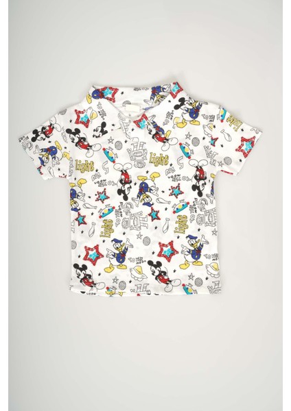 Erkek Bebek Yaka Modelli Desenli Pamuk Şortlu Takım modelleri