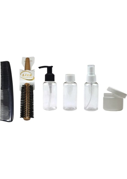 6'lı Seyahat Boy Boş Plastik Şişe Çeyiz Hediye Seti, Krem ve Vazalin, Sabun, Kolonya Şişeleri