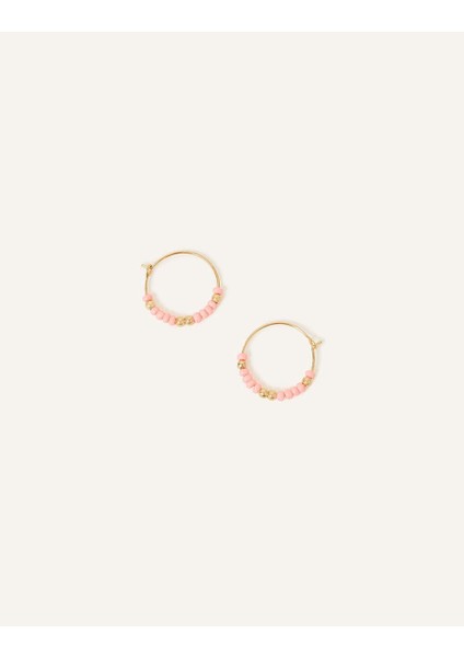 Mini Boncuklu Halka Küpe Pembe fiyatları